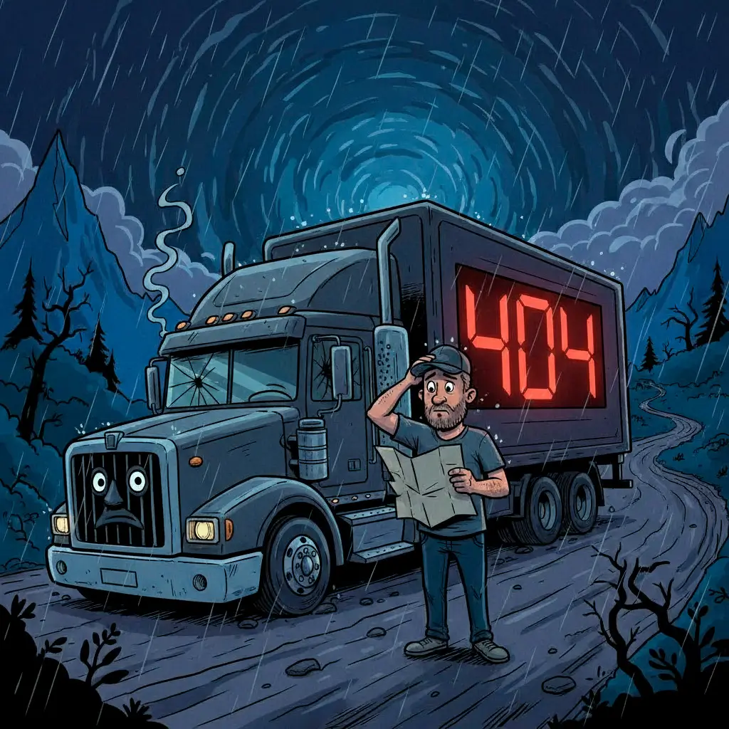 Потерянный грузовик с ошибкой 404